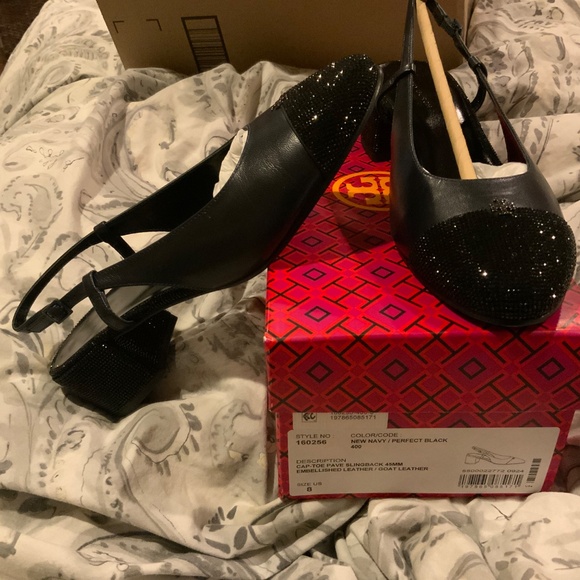Tory  Burch Cap Toe pave Sling Back 45mm heels,BNIB,MSRP$298 I - Picture 9 of 10